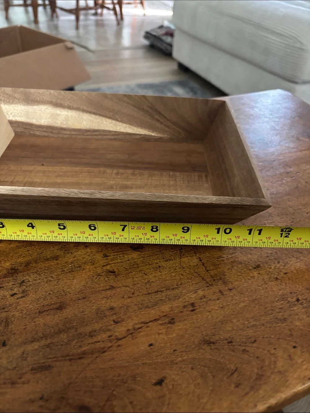 Rustic Farmhouse Natural Wood Tray Brown Wooden Organizer Cottagecore